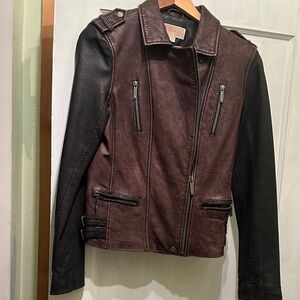 Michael Kors Brown and Black Leather Jacket
